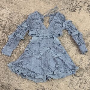 ASOS Blue Lace Ruffle Dress